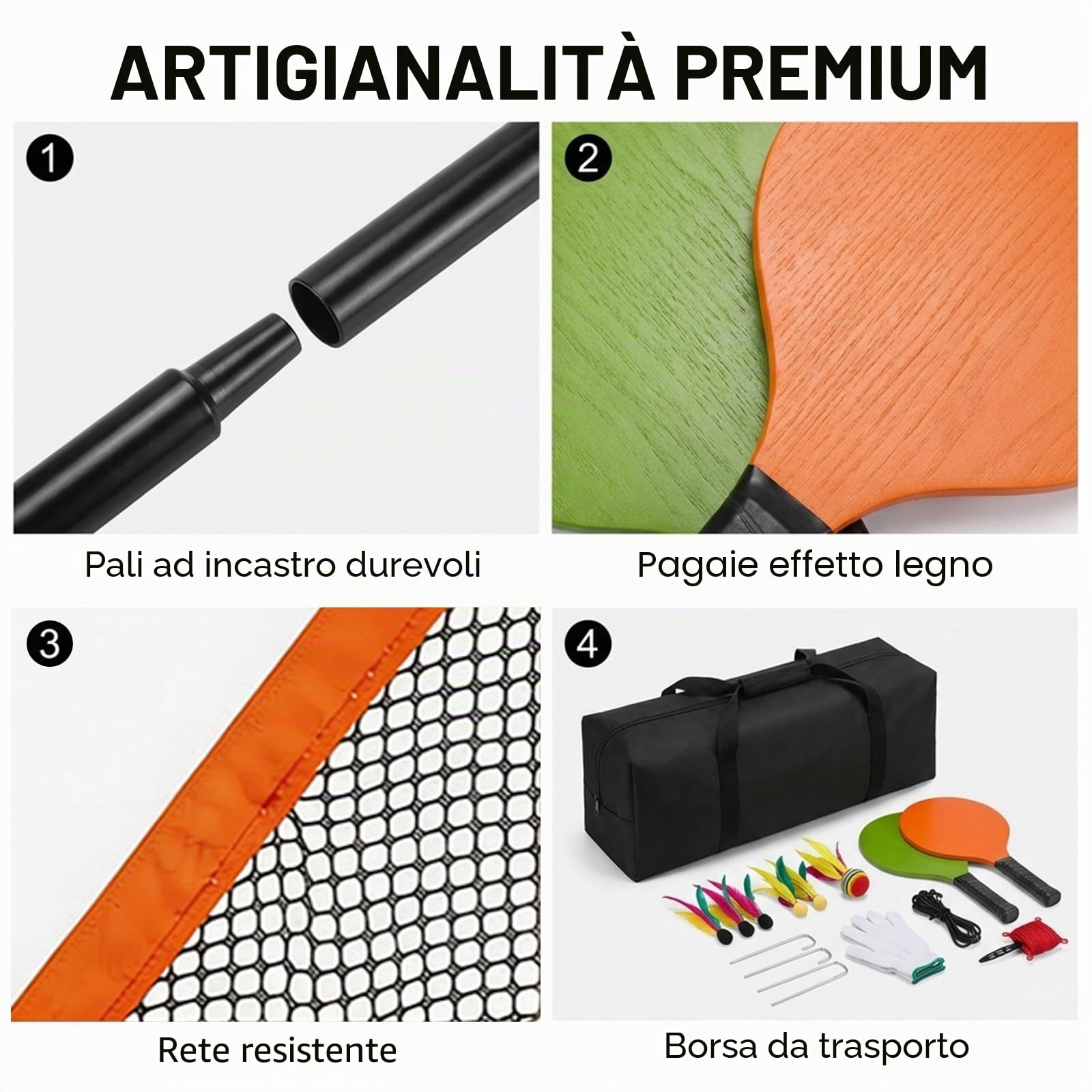 Set di reti da badminton KIRJAUDU, set 5 in 1 per Pickleball con rete per volano per giardino, set da badminton per interni ed esterni, rete da pallavolo per giardino, giochi all'aperto per famiglia e