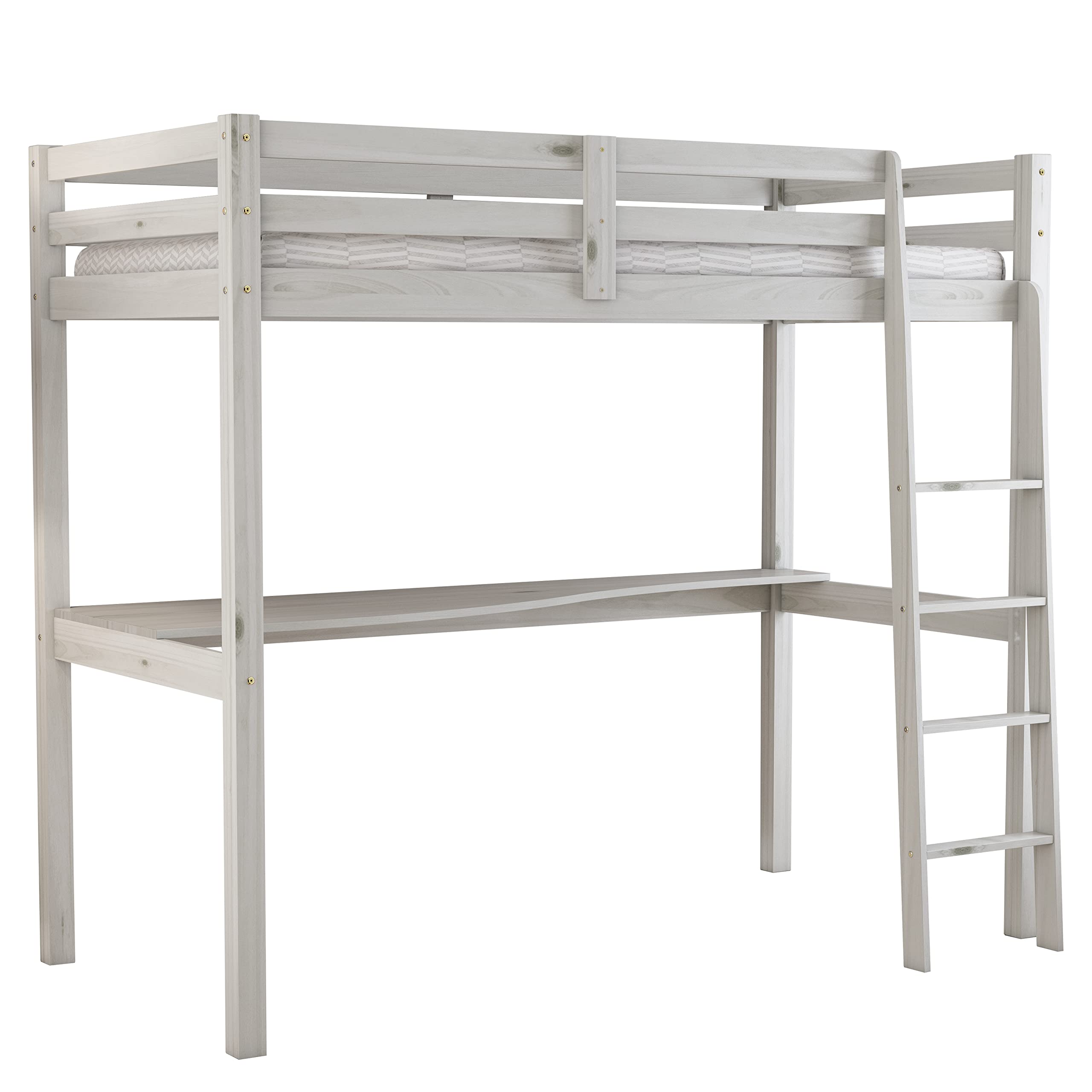 Arredo Stock Letto singolo a soppalco con scrivania inclusa, 90x190x176 cm (Bianco naturale)