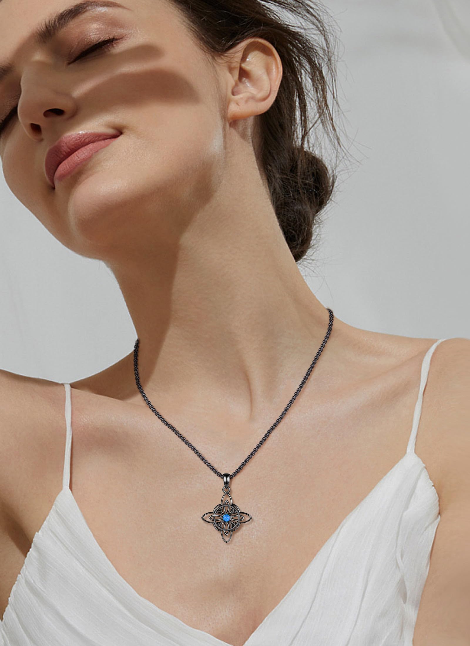 CELESTIA Nodo della Strega Ciondolo Pentacolo Amuleto Donna Celtico Collana Argento 925 Wicca Streghe Gioielli Stregoneria Esoterica Regalo