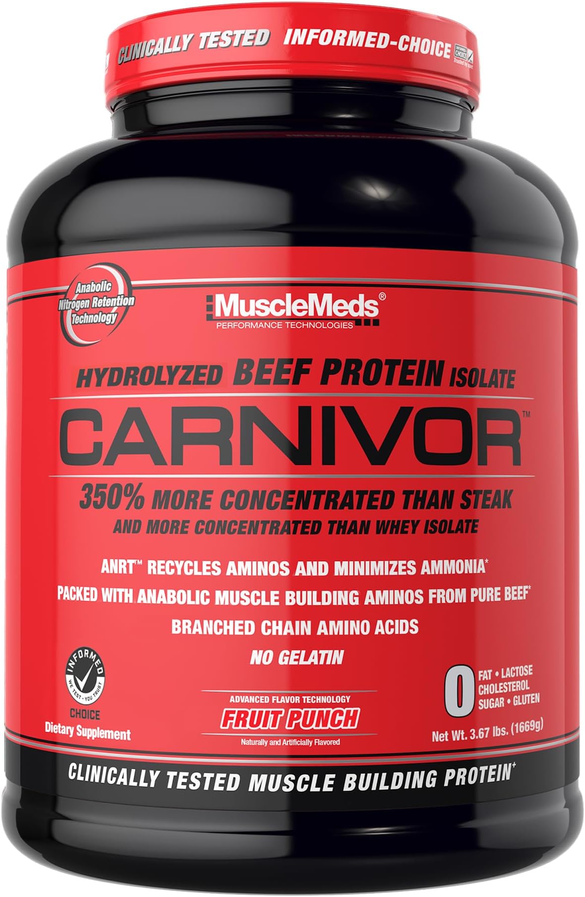 MuscleMeds Carnivor Beef Protein Isolate Powder, Fruit Punch, 4 lb