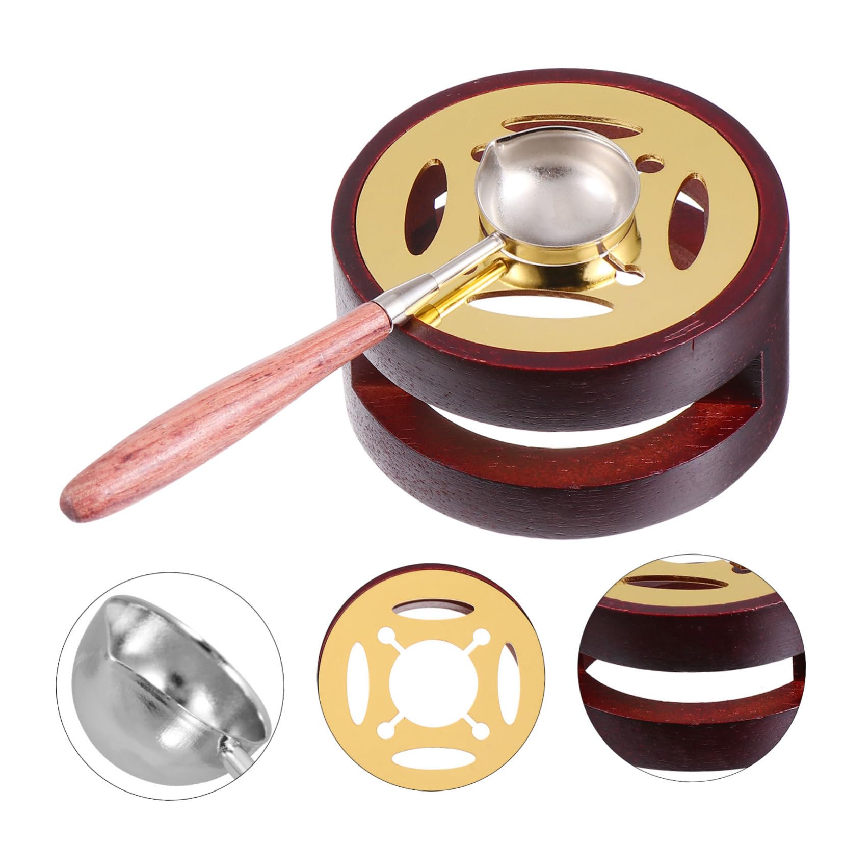 Lurrose 3 Set Di Cucchiai Scaldacera Con Manico in Legno Elegante Decorazione Per La Casa Per Progetti Di Sigillatura Di Candele