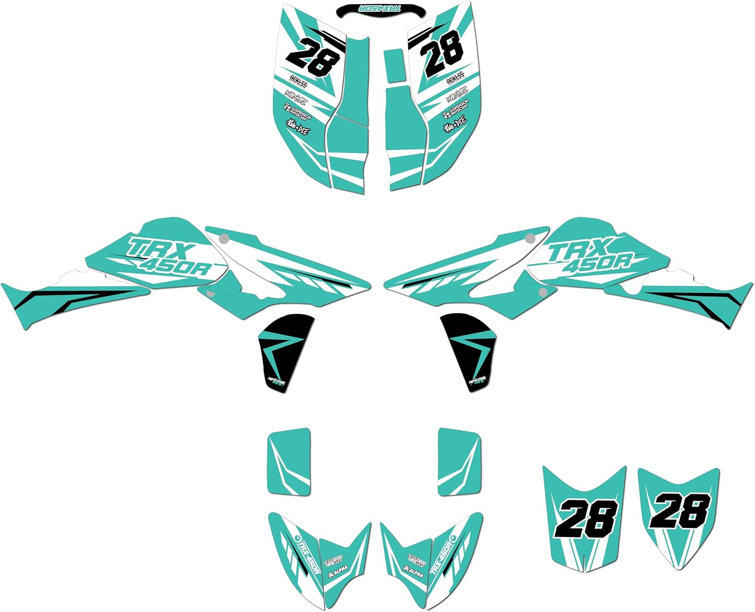Graphics Kit for Honda ATV TRX 450R Years 2004-2017 Factory Series Red 16 Mil - On/Off the Road - ATV UTV Dirt Bike Stickers, Quad Dirtbike Racing Decal Automotive Accessories no-Plastics