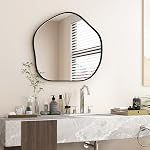 Tangkula 28" x 30" Irregular Wall Mirror, Metal Frame Asymmetrical Mirror with Expansion Screws, Decorative Vanity Mirror for Entryway, Dining Room, Bathroom, Living Room