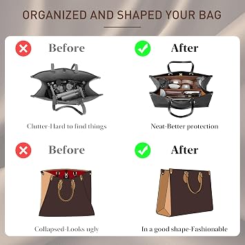 Doxo フェルト財布オーガナイザーインサート LV On The Go MMハンドバッグ用 キャメル
