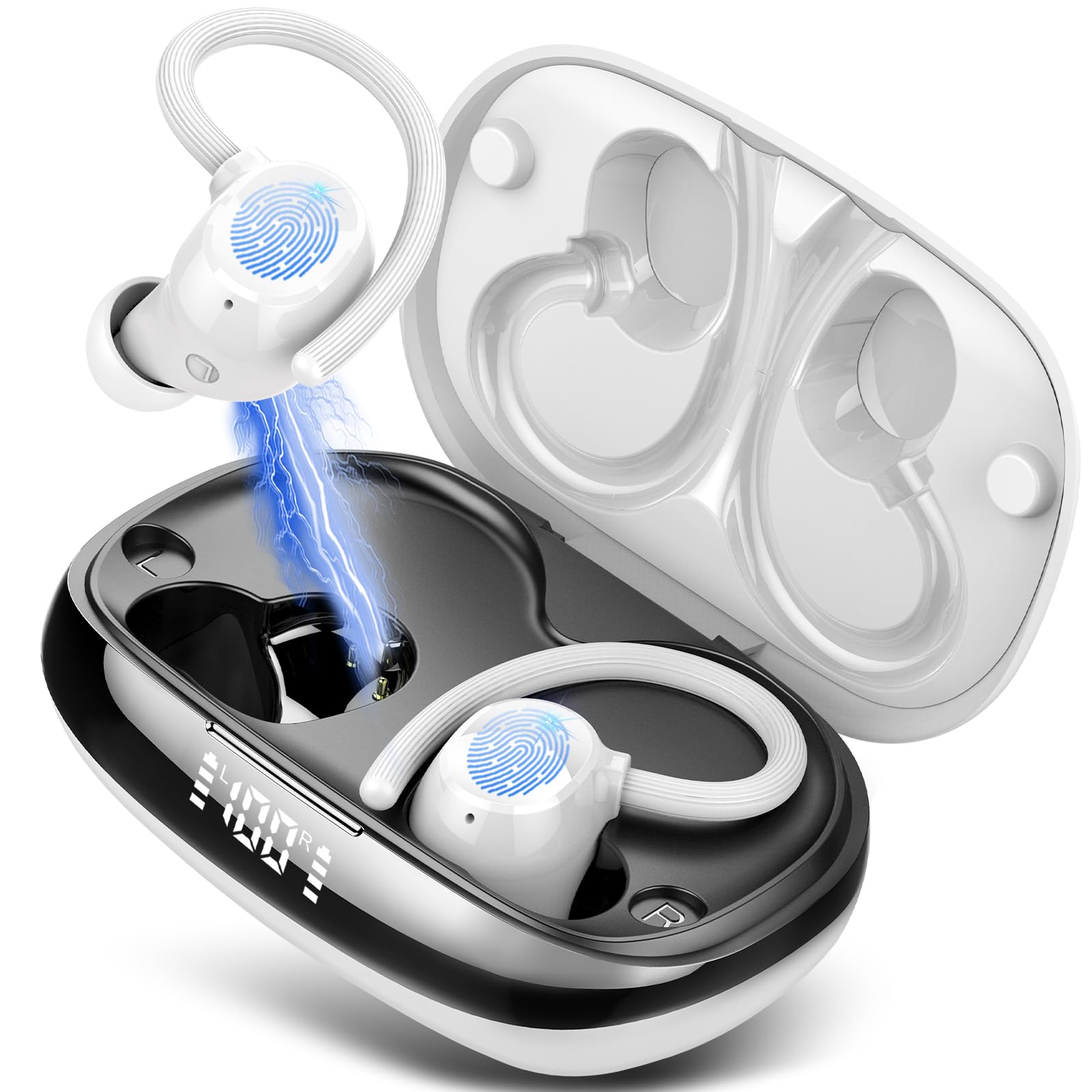 Cuffie Wireless Sport 2026 – Bluetooth 5.3, Stereo Hi-Fi, 128 Ore Di Autonomia, Cancellazione Rumore ENC, Impermeabili IPX7, Ricarica Rapida USB-C, Ganci Auricolari