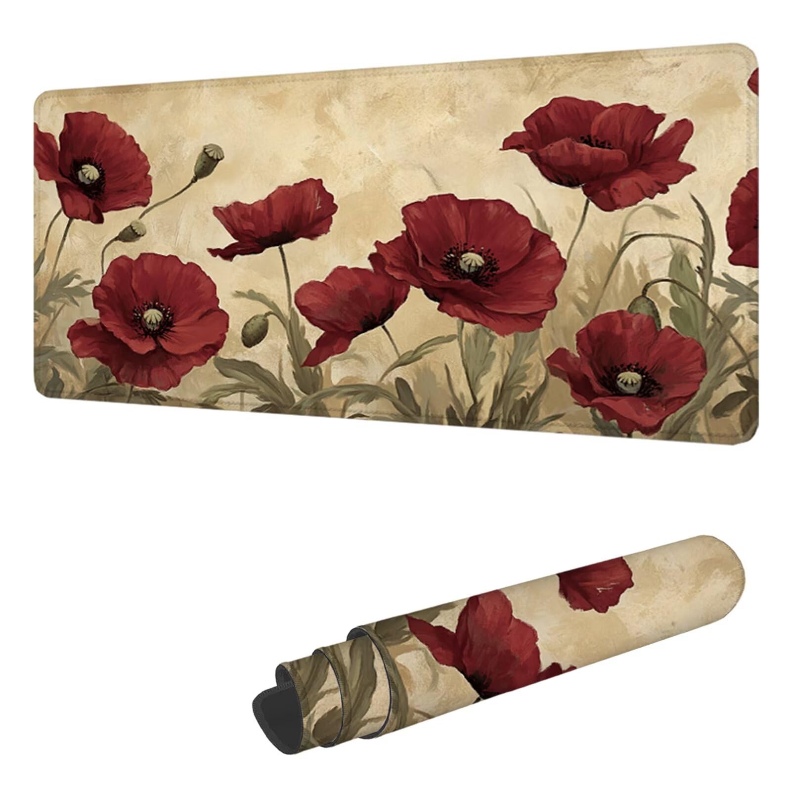 Podkładka pod mysz XXL 1400 x 600 mm czerwona podkładka pod mysz do gier, podkładka na biurko z antypoślizgową gumową podstawą, wodoodporna i antypoślizgowa podkładka pod mysz mak, do PC, laptopa