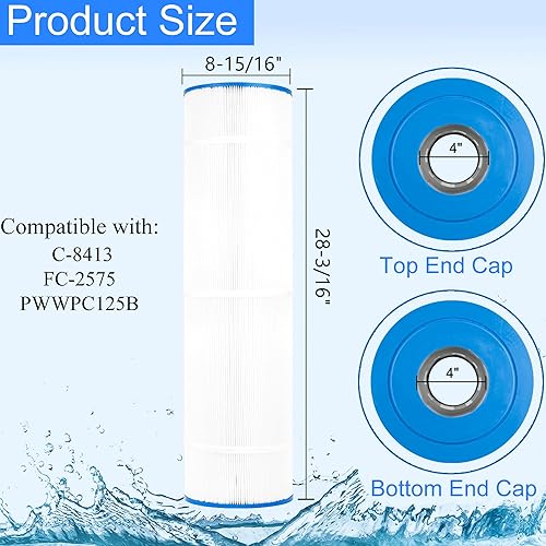 Miniatura 2 de Filtro de piscina que sustituye a C-8413, Filbur FC-2575, PWWPC125B, Sta-Rite PXC-125, Posi-Clear PXC-150, Waterway Pro Clear 125, 81253, cartucho