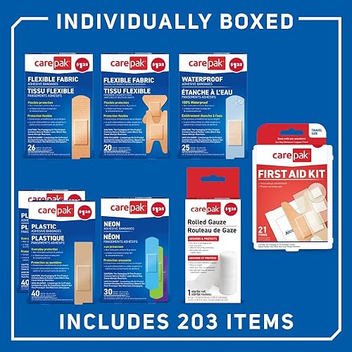 Miniatura 3 de Care Science CarePak - Paquete variado de 203 piezas, surtido | Incluye vendajes transparentes, impermeables, de plástico y un kit de primeros