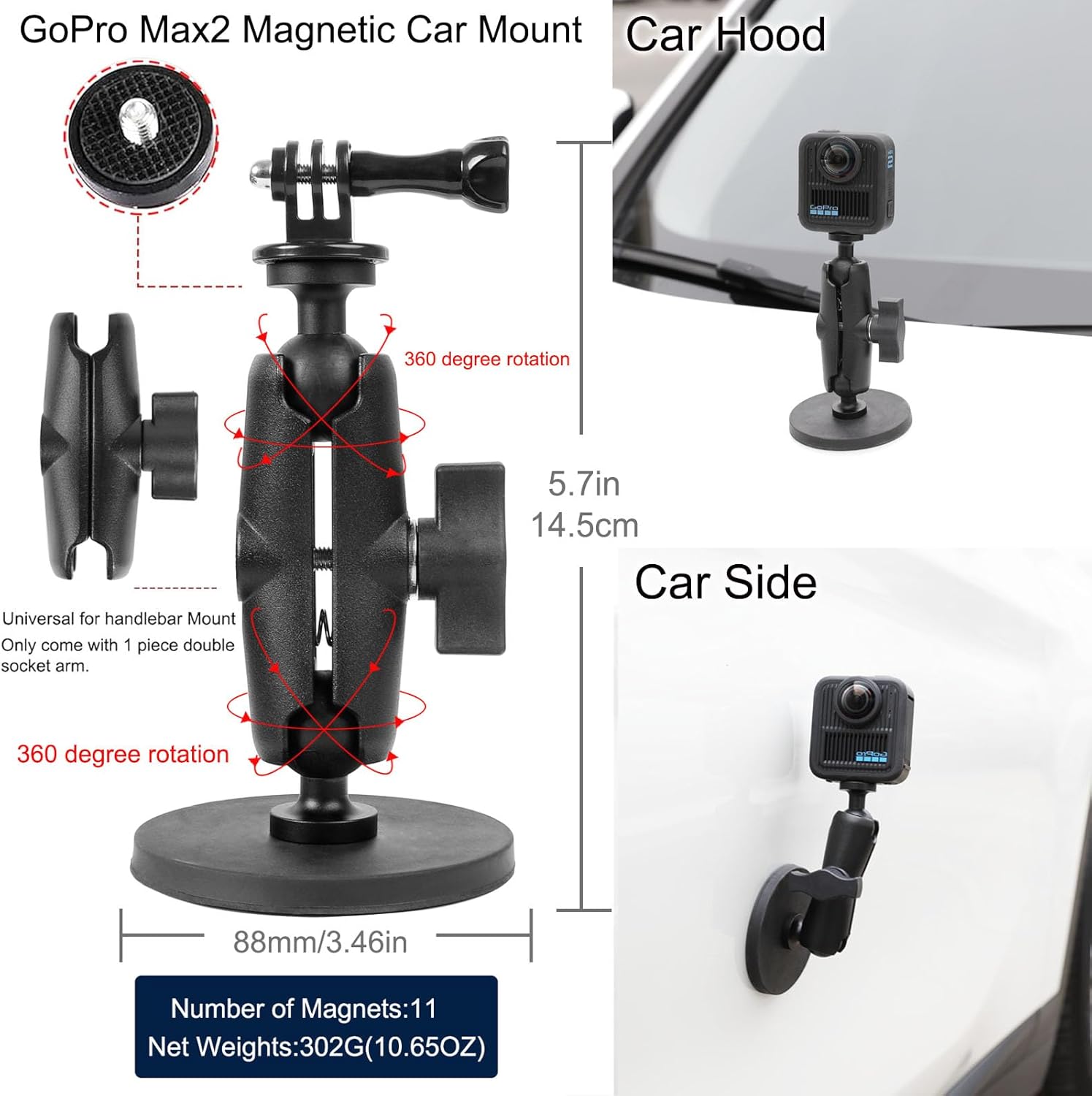PellKing Accessories Kit for Gopro Max2,Included Carrying Case with Belt,135cm Selfie Stick Tripod,Handlebar Mount,Magnetic Mount,4 Pcs Body Strap Mount,Silicone case,Adhesive Sticker and Others