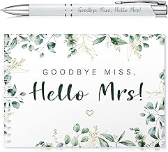 Tenare Goodbye Miss Hello Mrs Hen Party Guest Book and Keepsake Pen Party Gift Accessories Kiss The Miss Goodbye Hen Night Gifts Bride Advice Book with Pen for Wedding Bridal Shower(Greenery)