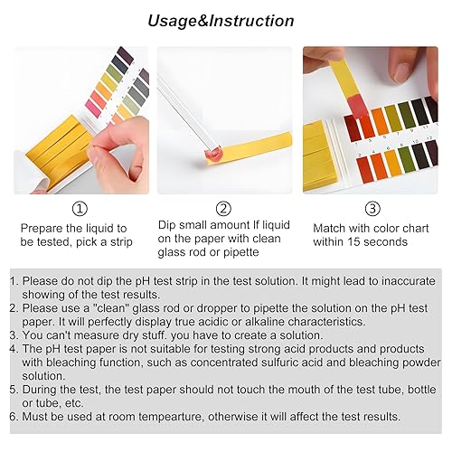 Miniatura 4 de Paquete de 4 tiras de prueba de pH universales pH 1-14, papel de prueba de tornasol 320 tiras para saliva, orina, agua, suelo y experimentos químicos