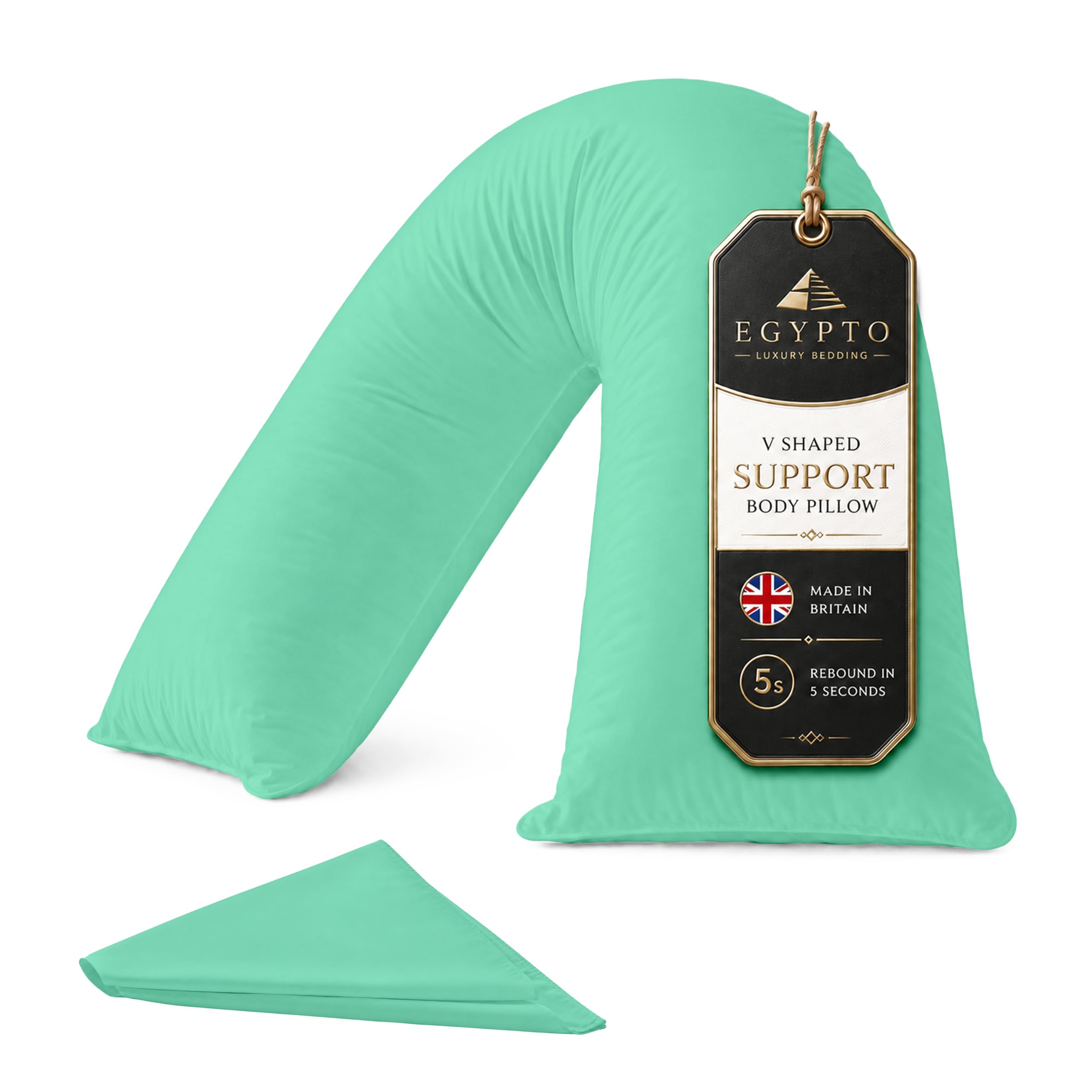 EGYPTO Orthopaedic V Pillow with pillowcase – Soft & Breathable – Anti-Allergy V Shaped Pillows for Neck & Back Support – Nursing, Pregnancy & Post Surgery Support Triangle Pillow (Mint Green)