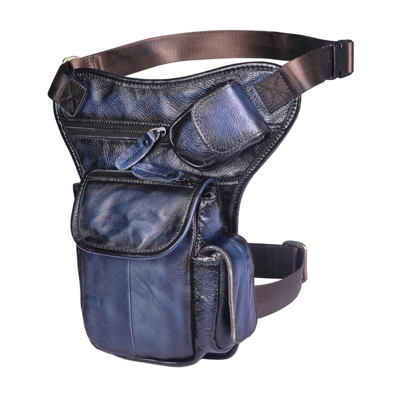 Sacoche de Jambe Moto Sac bandoulière en Cuir Multifonction for Homme(Color 3)