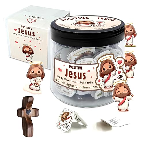 Jesus Jar with Walnut Cross - 60 Double-Sided Scripture Cards
