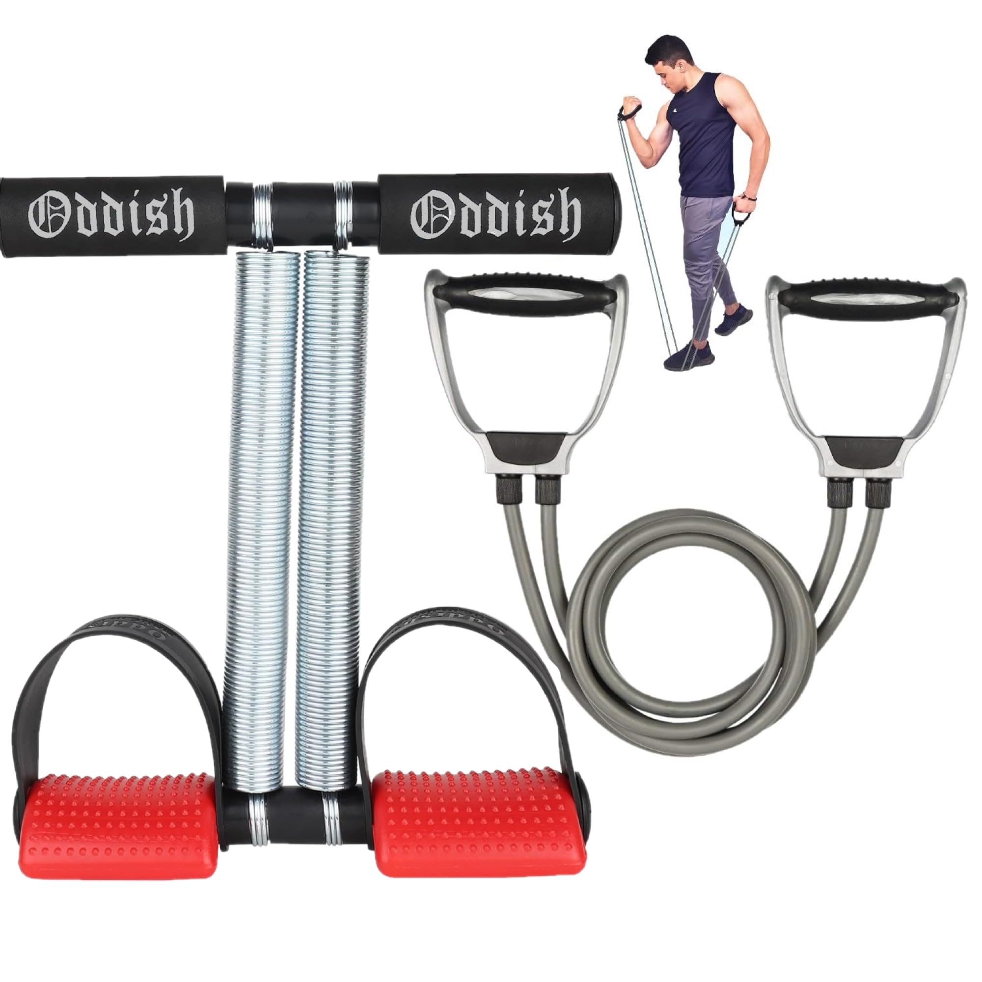 ODDISH Way to Fitness Tummy Trimmer with Foam Grip Handle and Resistance Tube Combo Pack - Dual Action Abdominal and Full-Body Workout Equipment - Ideal for Toning, Slimming & Strengthening (B0BRKZ19F1) Amazon Price History, Amazon Price Tracker