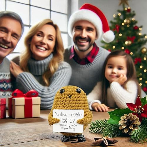 Miniatura 2 de Stitch-Witch Divertidos regalos de elefante blanco, ganchillo de patata positiva para caminar, papa enrollada, papa de apoyo emocional (papa marrón)