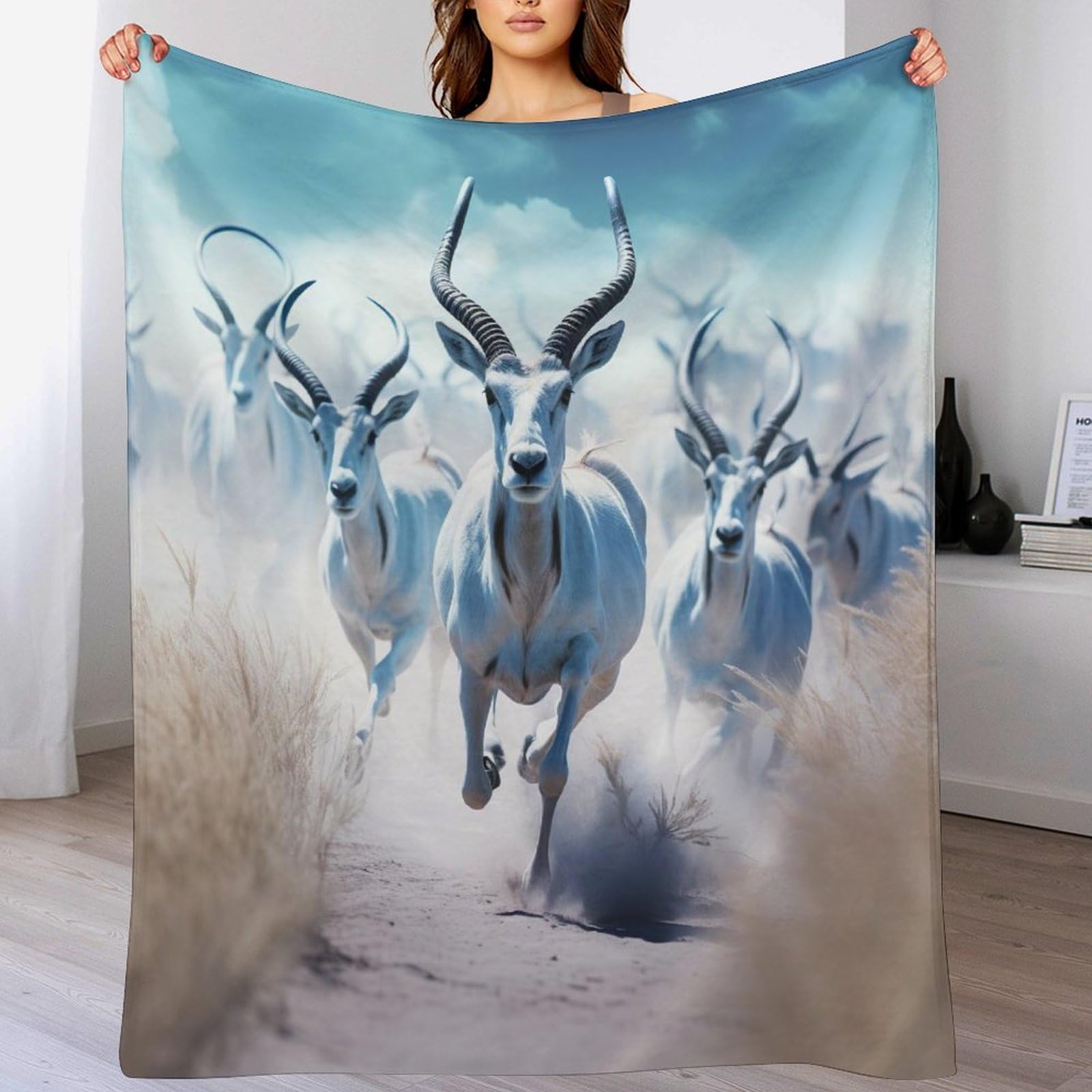 Couverture polaire plaid couverture flannel moëlleuse Antilope pour canapé et lit