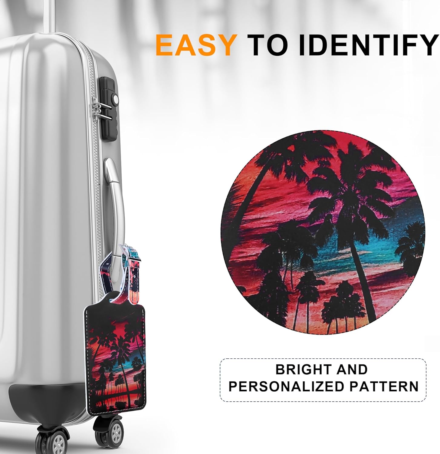 4 Pack Luggage Tag for Suitcases TSA Approved, Leather Suitcase Tags Identifiers, Cute Bag Name Travel Tags ID Labels for Women Men Cruise Airport Luggage Travel Essentials by Sodsay - Image 3