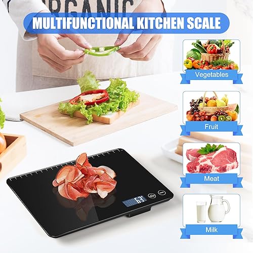 Miniatura 6 de Báscula digital de cocina, gran capacidad, función de tara fácil, pantalla LCD grande, perfecta para cocinar, hornear y preparar comidas