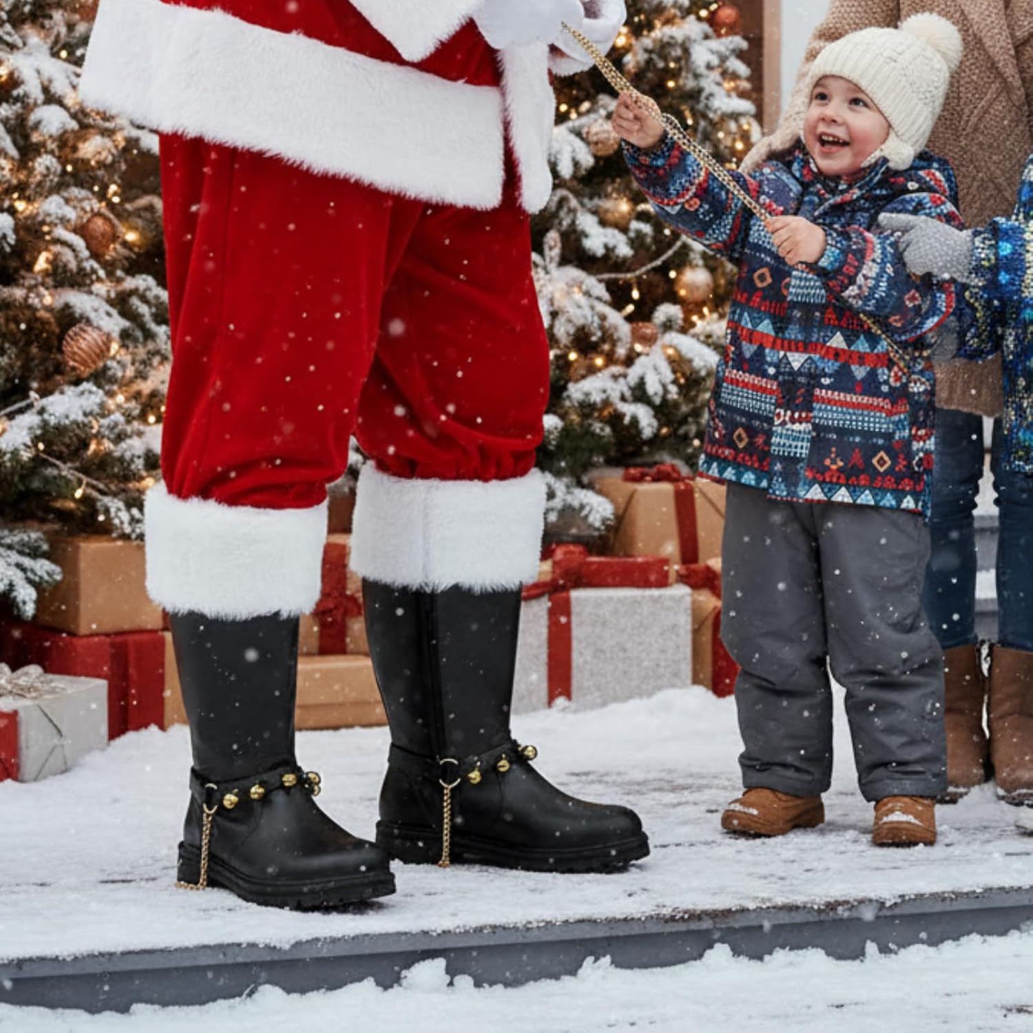 Christmas Santa Claus Boots for Men Wide Cuffs Santa Combat Boots Xmas Costume Accessory - Image 2