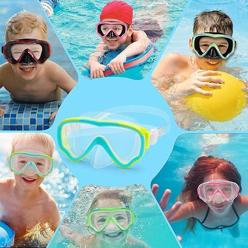 Miniatura 7 de Máscara de buceo para niños, gafas de natación antivaho y antifugas, gafas de esnórquel, impermeable, duradera, máscara de vidrio templado para