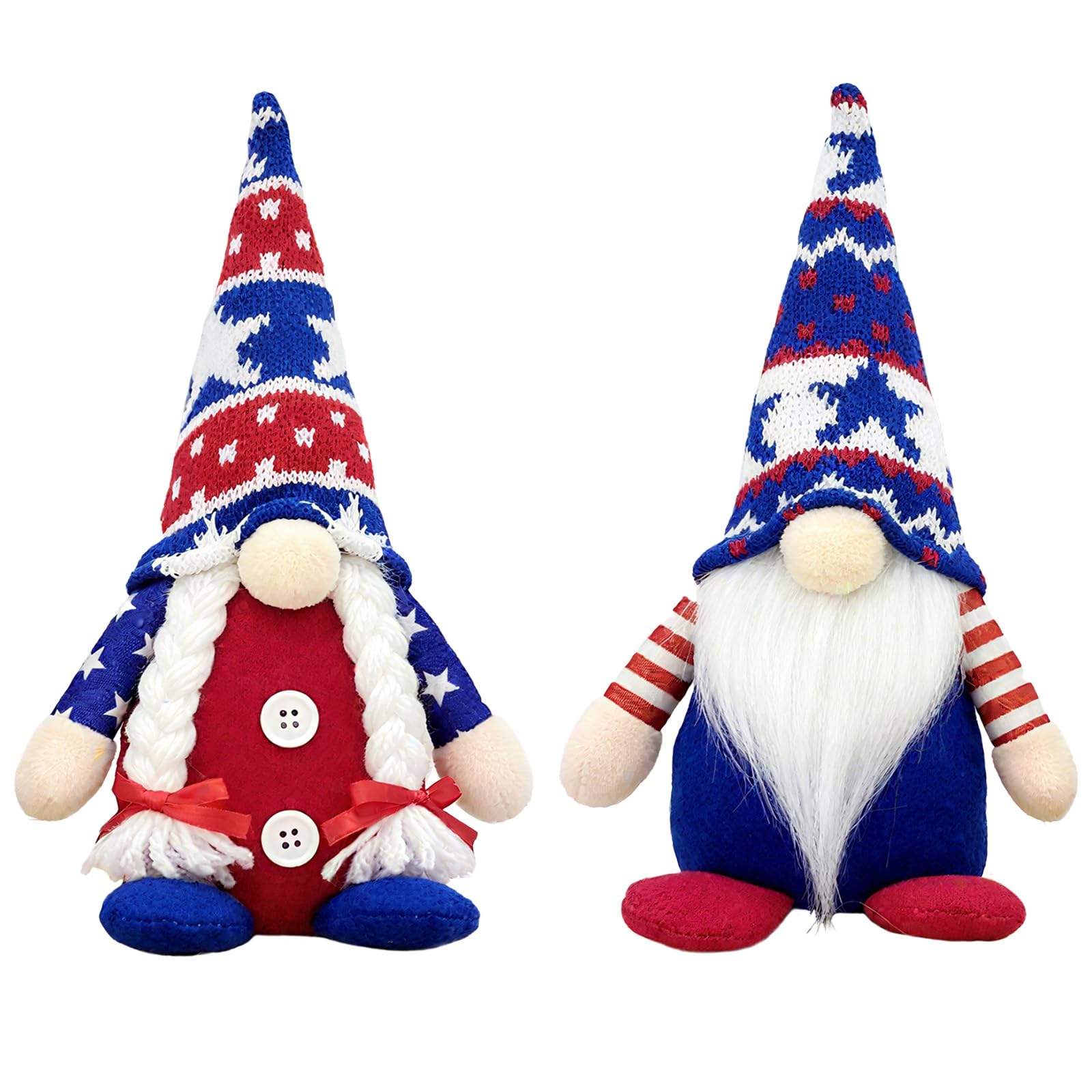 Muñeca de tela hecha a mano con diseño exclusivo de gnomos patrióticos de felpa Tressify