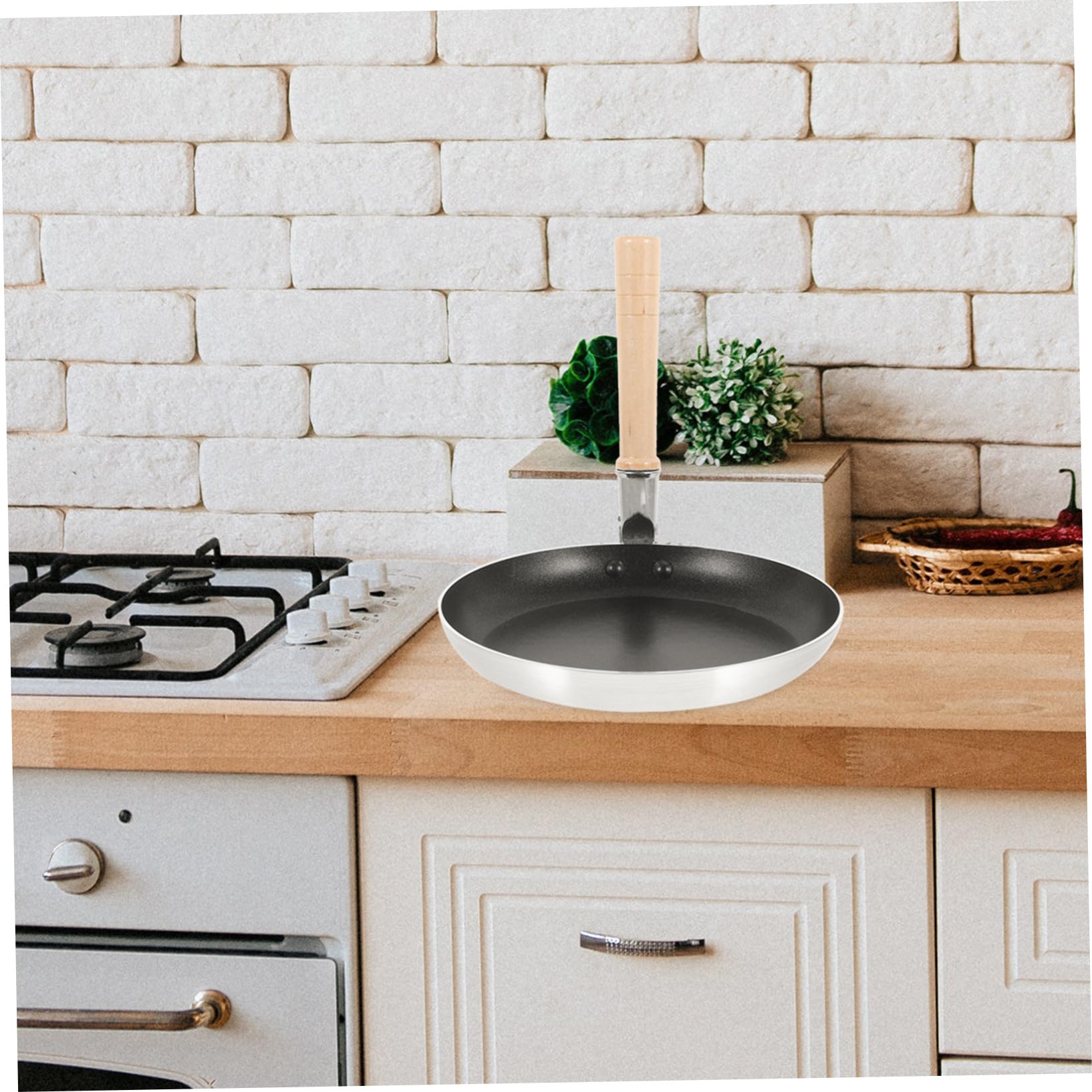 Ipetboom Padella Mini Antiaderente per Uova in Alluminio Manico in Legno, Multifunzionale e Riscaldamento Uniforme, per Cucina e Ristoranti
