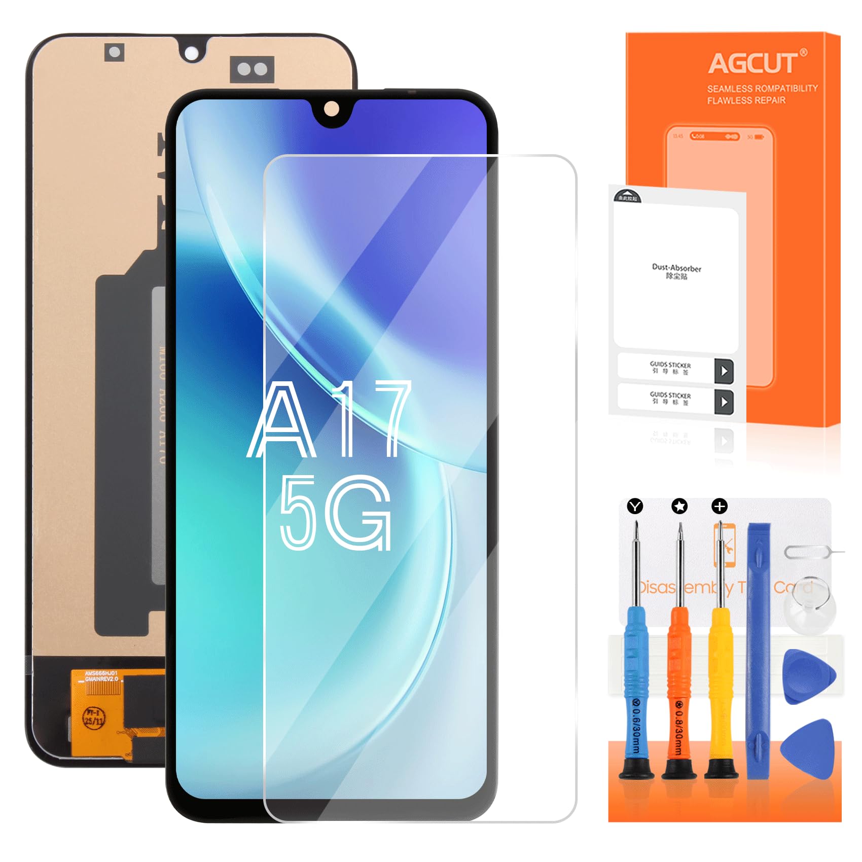 AGCUT Écran LCD pour Samsung A17 5G Ecran Replacement pour Samsung Galaxy A17 5G SM-A176B SM-A176B/DS 6,7" LCD Display Digitalizer Touch Screen Assemblée avec Réparation (Noir Incell, sans Empreinte)