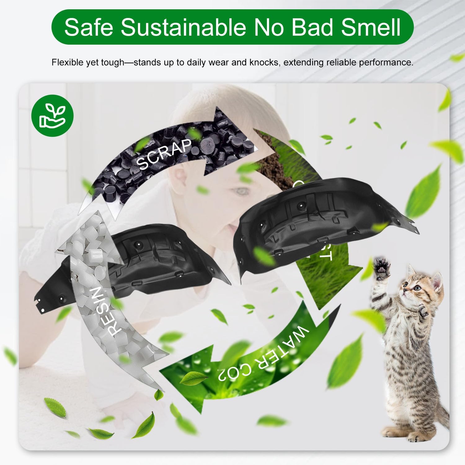 5.8FT Rear Wheel Well Guard Compatible with 2019-2026 Chevy Silverado 1500 Tire Inner Fender Wheel Well Liner Replacement for 2019-2026 Chevy Silverado Accessories