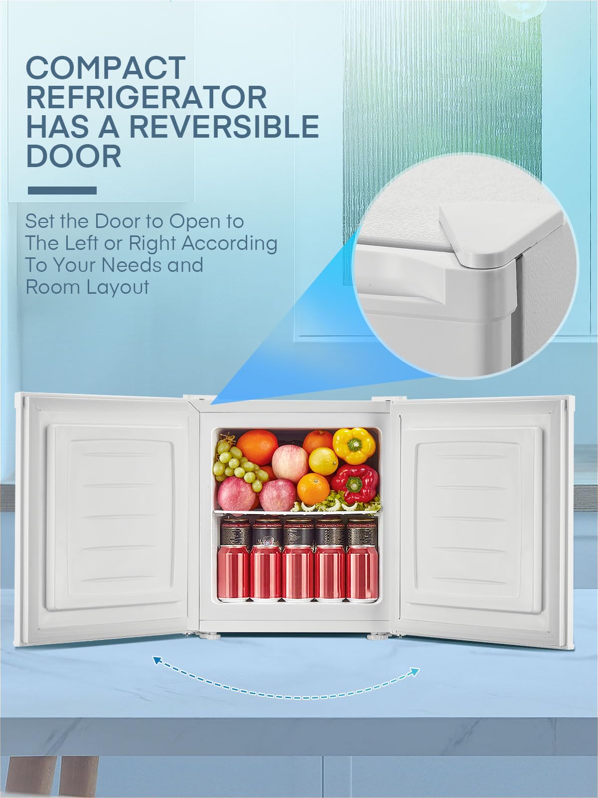 FOHERE 32L Mini Congelador Silencioso y Compacto, Économe en énergie | Puerta reversible 4 estrellas, temperatura ajustable hasta -22℃, ideal para oficina y dormitorio, [Classe énergétique E]