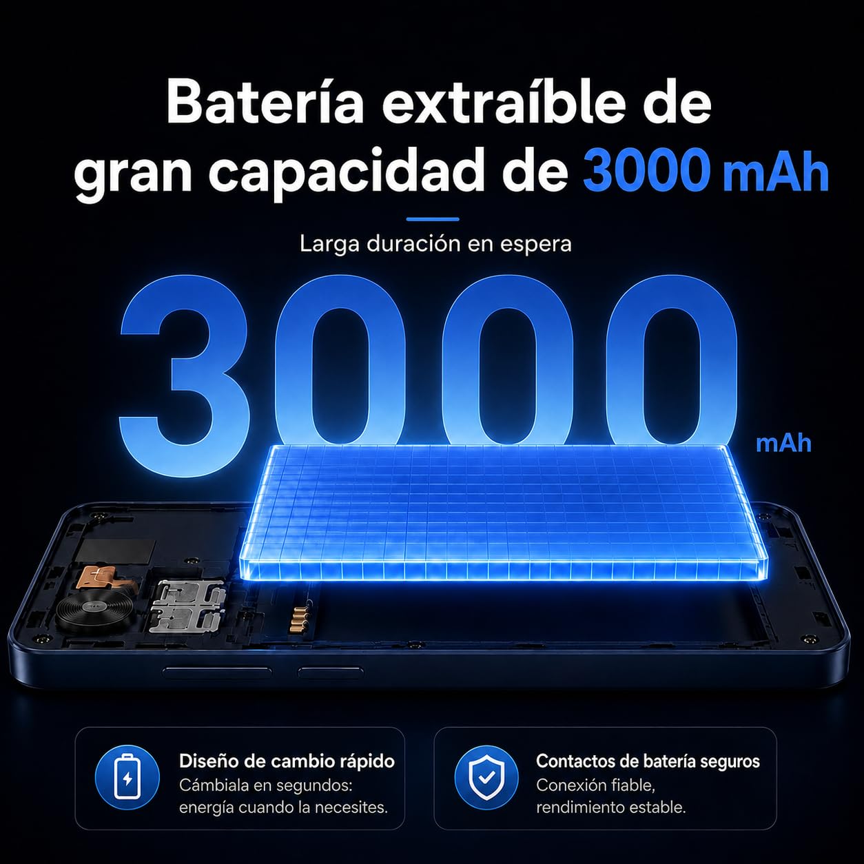 AGM Note N2 Smartphone Android 16 GO, Mini Teléfono | 4,96 Pulgadas, Batería 3000 mAh, 3GB+32GB, Carcasa Ultradelgada para Móvil para Estudiantes, 4G Dual SIM/5MP/IP54/GPS/Azul