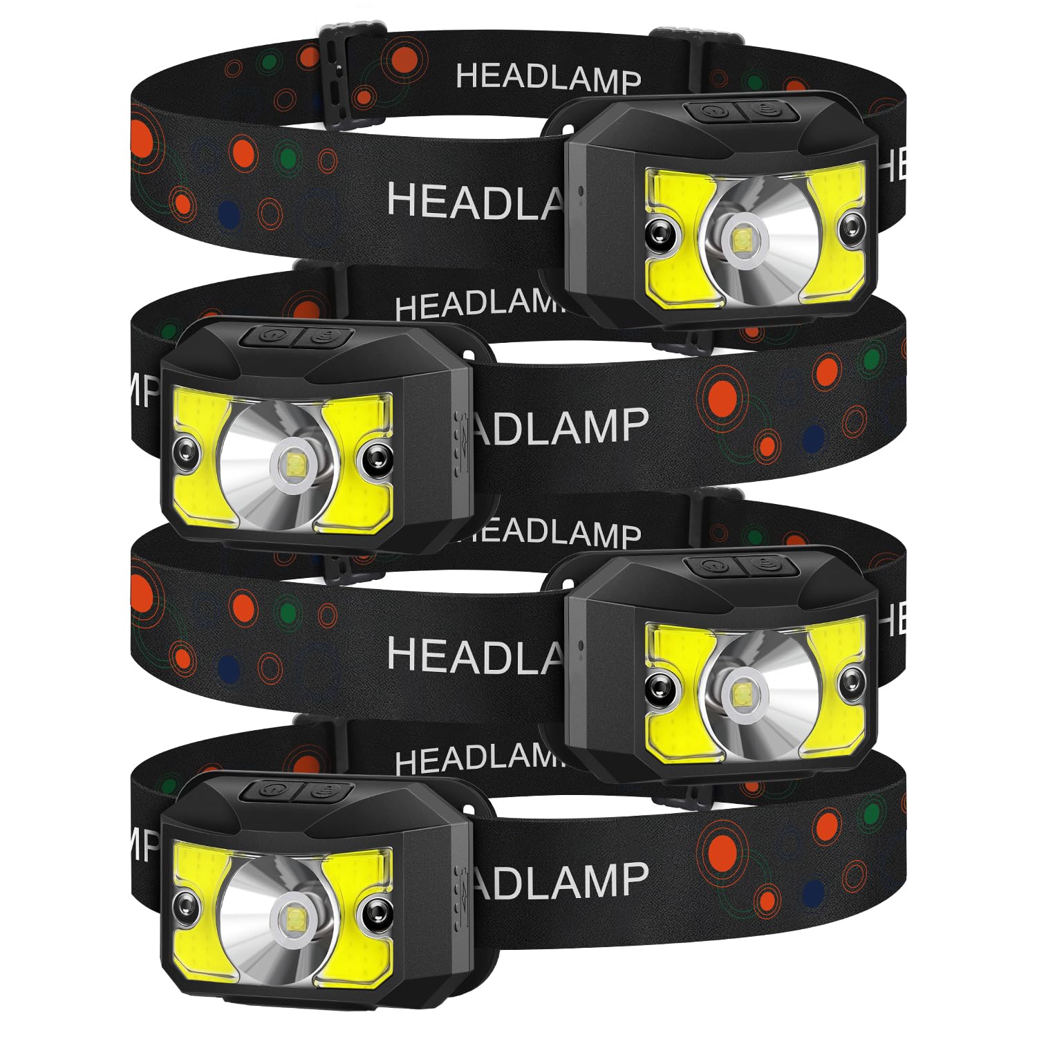 4 Pack Head Torch Rechargeable, Super Bright Headlamp Headlight with 8 Light Modes,Waterproof,Long Battery Life LED Lightweight Camping Essentials for Camping,Outdoors,Emergency,Running,Hiking