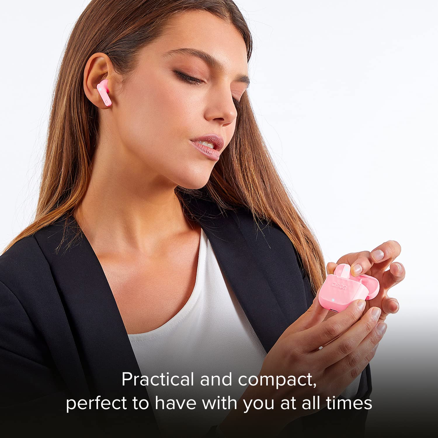 SBS Auricolari TWS Air Free wireless con controlli touch multifunzione, basetta di ricarica, ideali per musica e chiamate fino a 3,5 ore consecutive, gommini inclusi, rosa