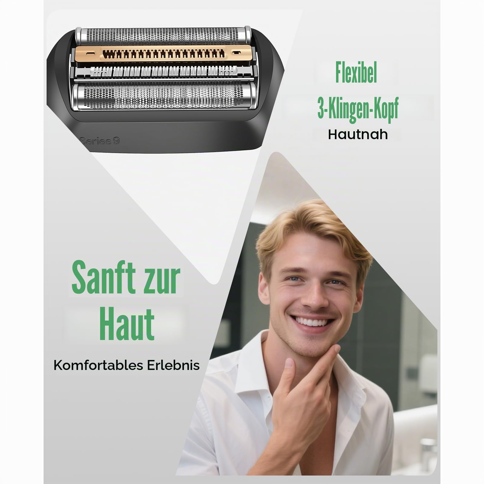 Ersatz-Rasiererkopf 92B, kompatibel mit Bra** Serie 9 9477cc, 9330s, 9465cc, 9460cc, 9419s, 9390cc, 9385cc (92B – 1 Pack)