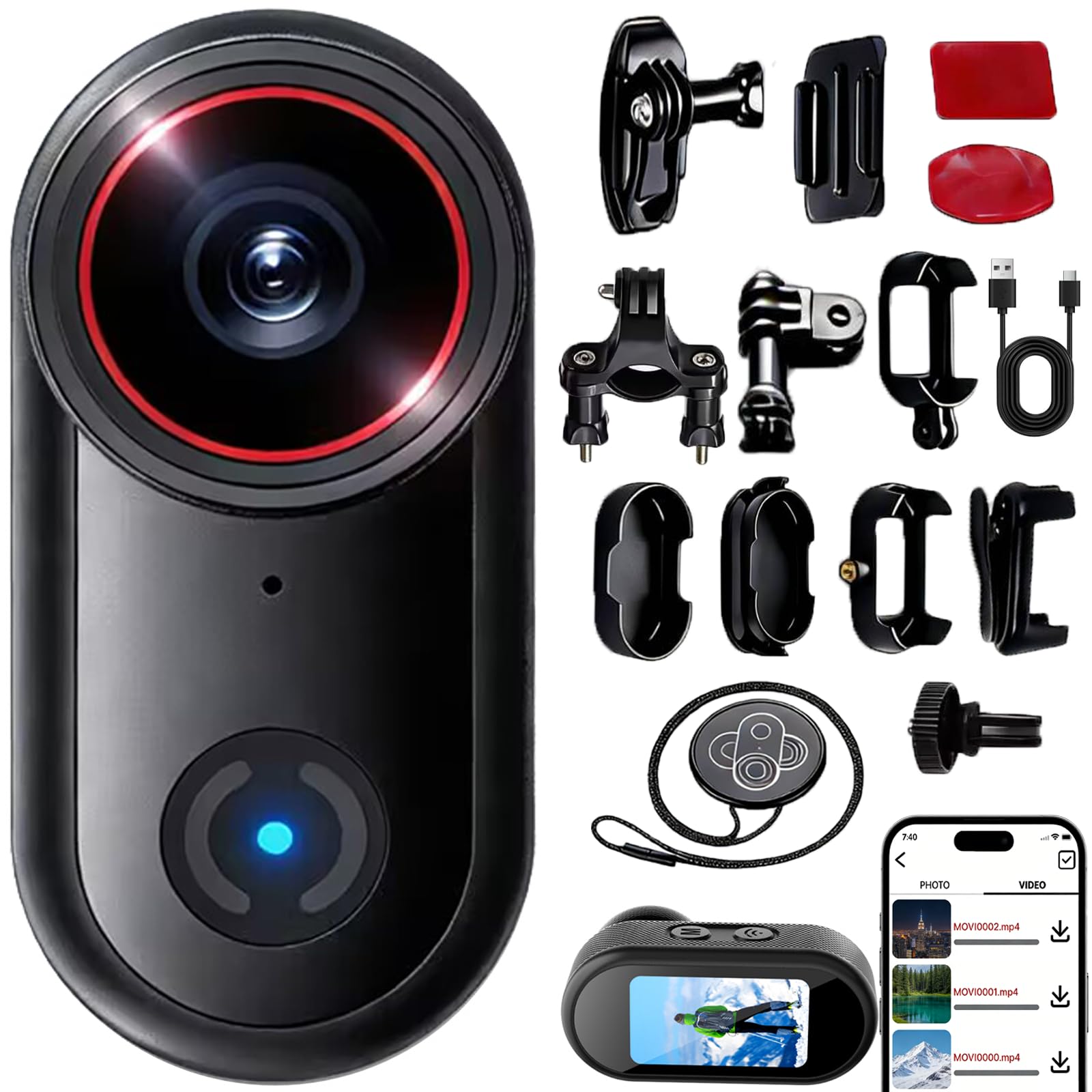 Photo 1 of JYSECURE 4k Sports Action Camera, Mini Body Camera with Audio and Video Recording, Wearable Action Body Cam, Thumb Size POV Camera Magnetic Back Clip, Camcorder for Cycling,Travel,Pet,Vlogging (1 GB)