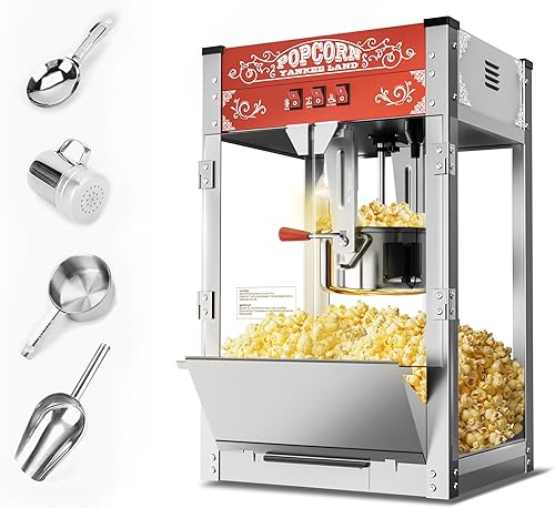 Miniatura 21 de Carro comercial de máquina de palomitas de maíz de 20 onzas, máquina para hacer palomitas de maíz mejorada con hervidor de acero inoxidable que hace