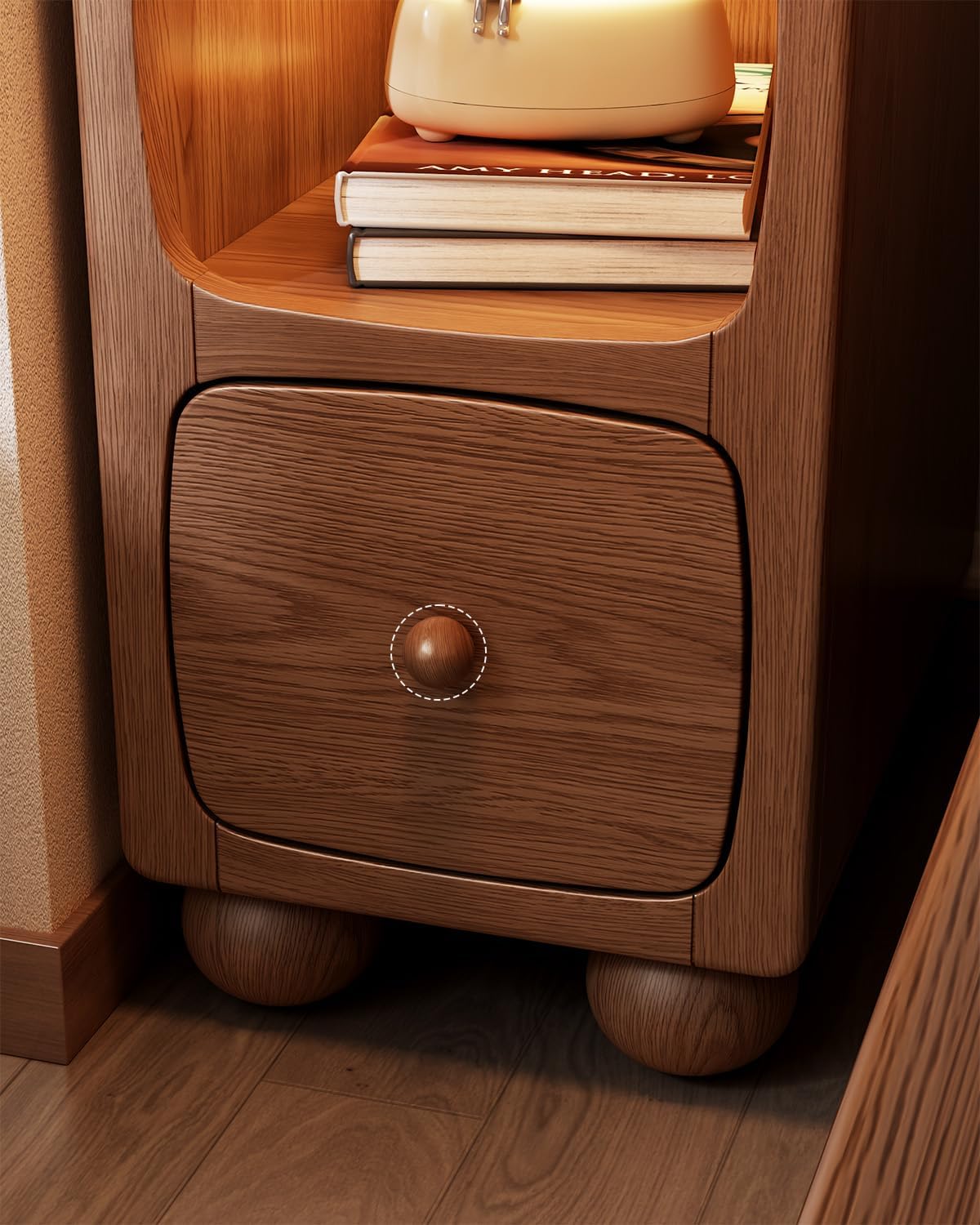 Solid Wood Small Bedside Table with Drawer,Modern Bedside Table,Slim nightstand for Kids Skinny Nightstand Narrow,Bedroom,Study,Toilet(Walnut)