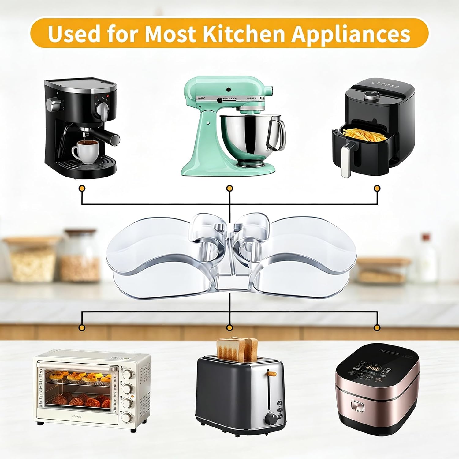 Cord Organizer for Kitchen Appliances, 6PCS Appliance Cord Holder Stick on Upgraded Cord Organizer for Appliances for Appliances Stick on Pressure Cooker, Mixer, Blender, Coffee Maker, Air Fryer