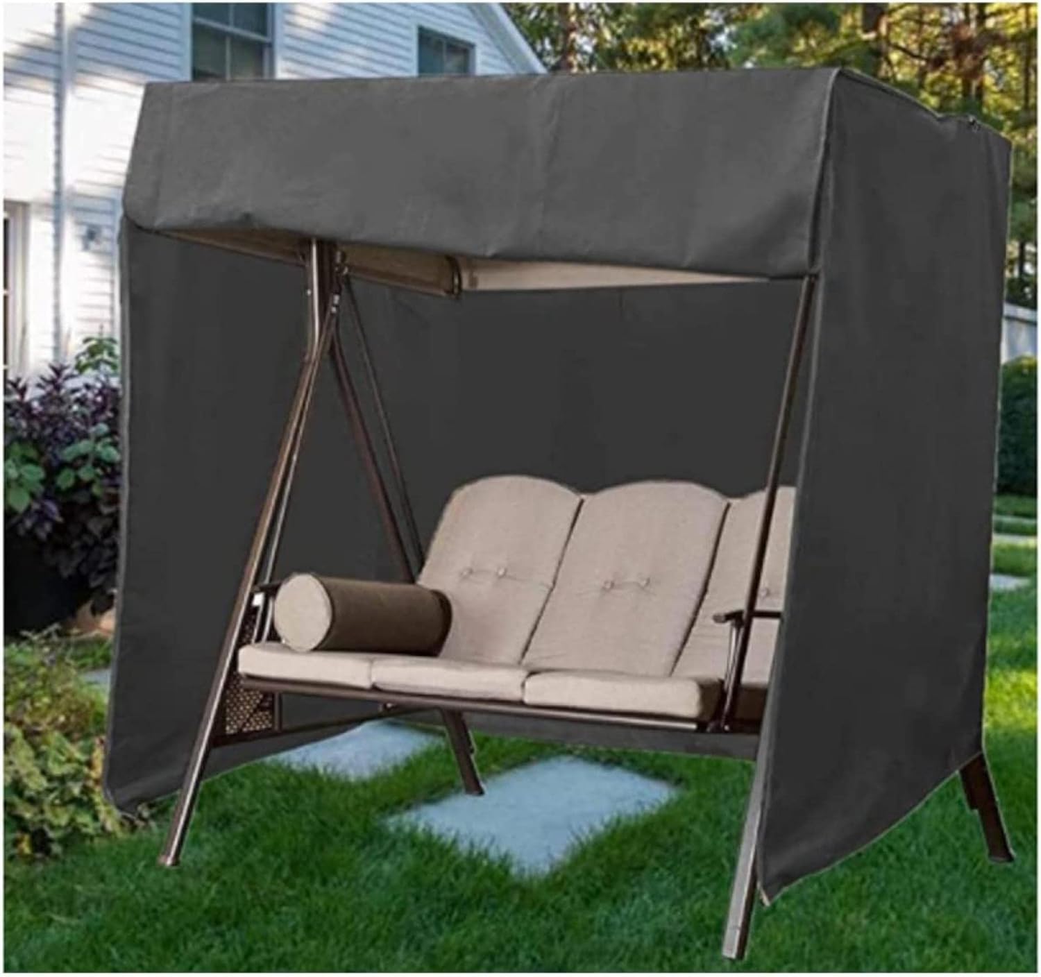 Outdoor Swing Cover Garden Swing Covers Hammock Cover Patio Furniture Cover UV Resistant Swing Canopy Cover 210D Oxford Hammock for Waterproof Porch Furniture Canopy Swing Chair Protector