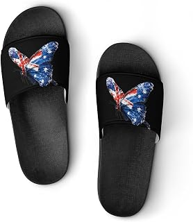 Australian Flag Butterfly PVC Home Slippers Non-Slip Shower Shoes Casual Bathroom Slippers for Women Men