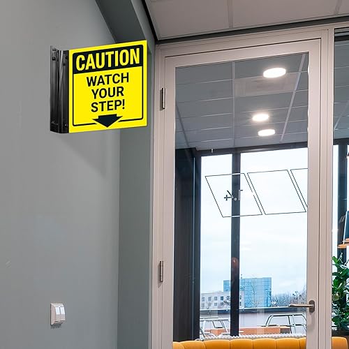 Miniatura 2 de Watch Your Step Projecting Letrero de doble cara, 6 x 6 pulgadas, ACM, con accesorio negro satinado, fabricado en Estados Unidos