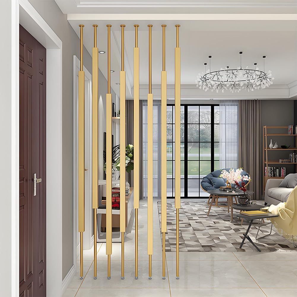 Separador de ambientes no permanente para espacios interiores, dorado, 130 cm, panel de división de suelo a techo, ideal para restaurantes, oficinas y entradas, decoración elegante de columnas