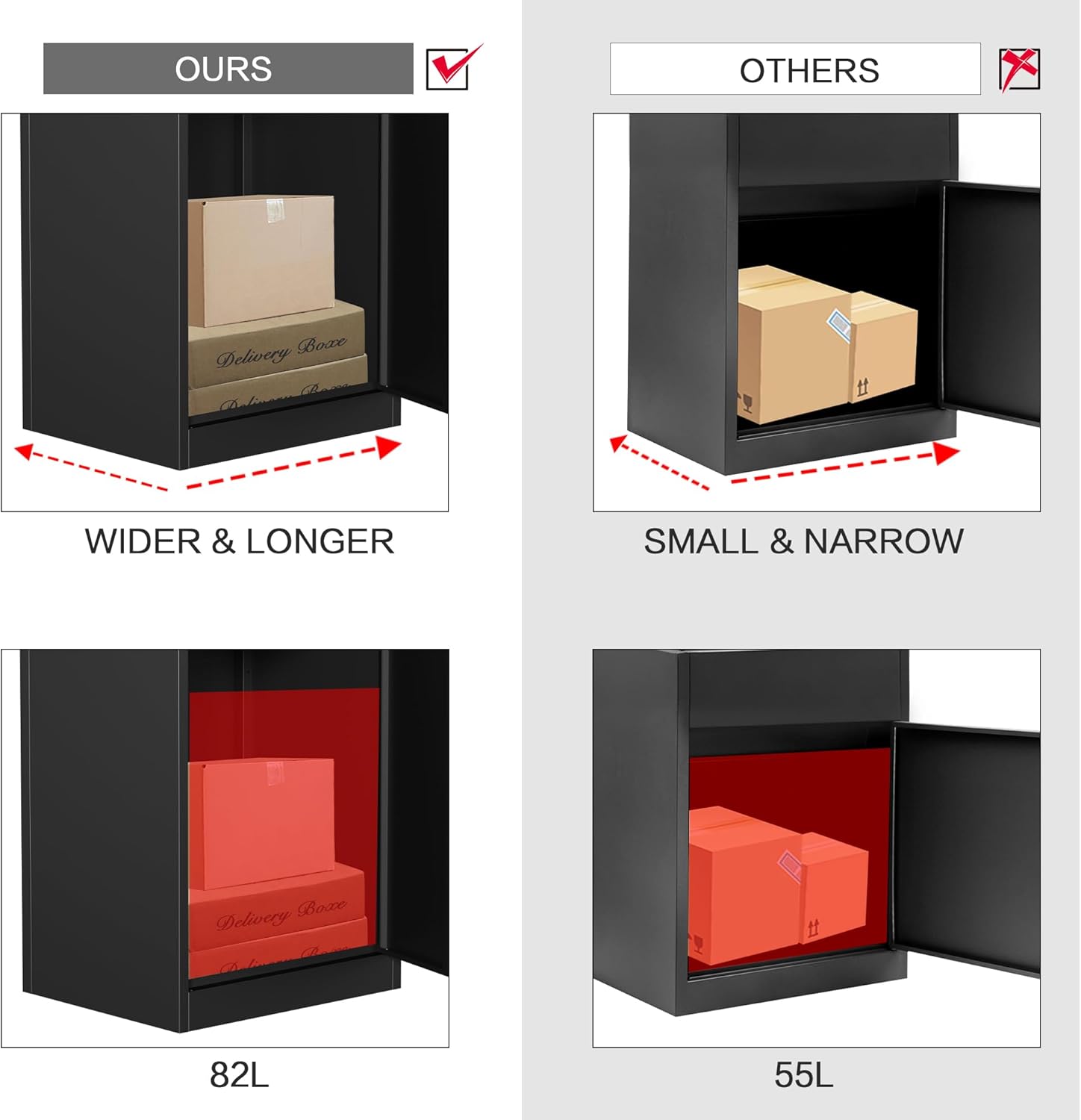 Package Delivery Boxes for outside,Enlarged 19.7 * 16.1 * 33.5 inches Delivery Box for Packages with Coded Lock,Large Space, Waterproof,Cold-Rolled Steel Drop Box for Porch, Curbside (Small)