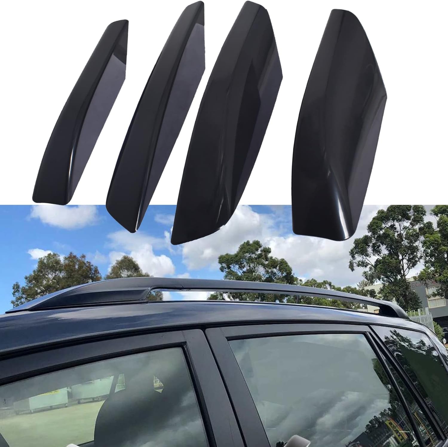 4PCS Roof Rack Rail End Cover Shell Black Plastic Replacement for 2003-2009 4Runner N210