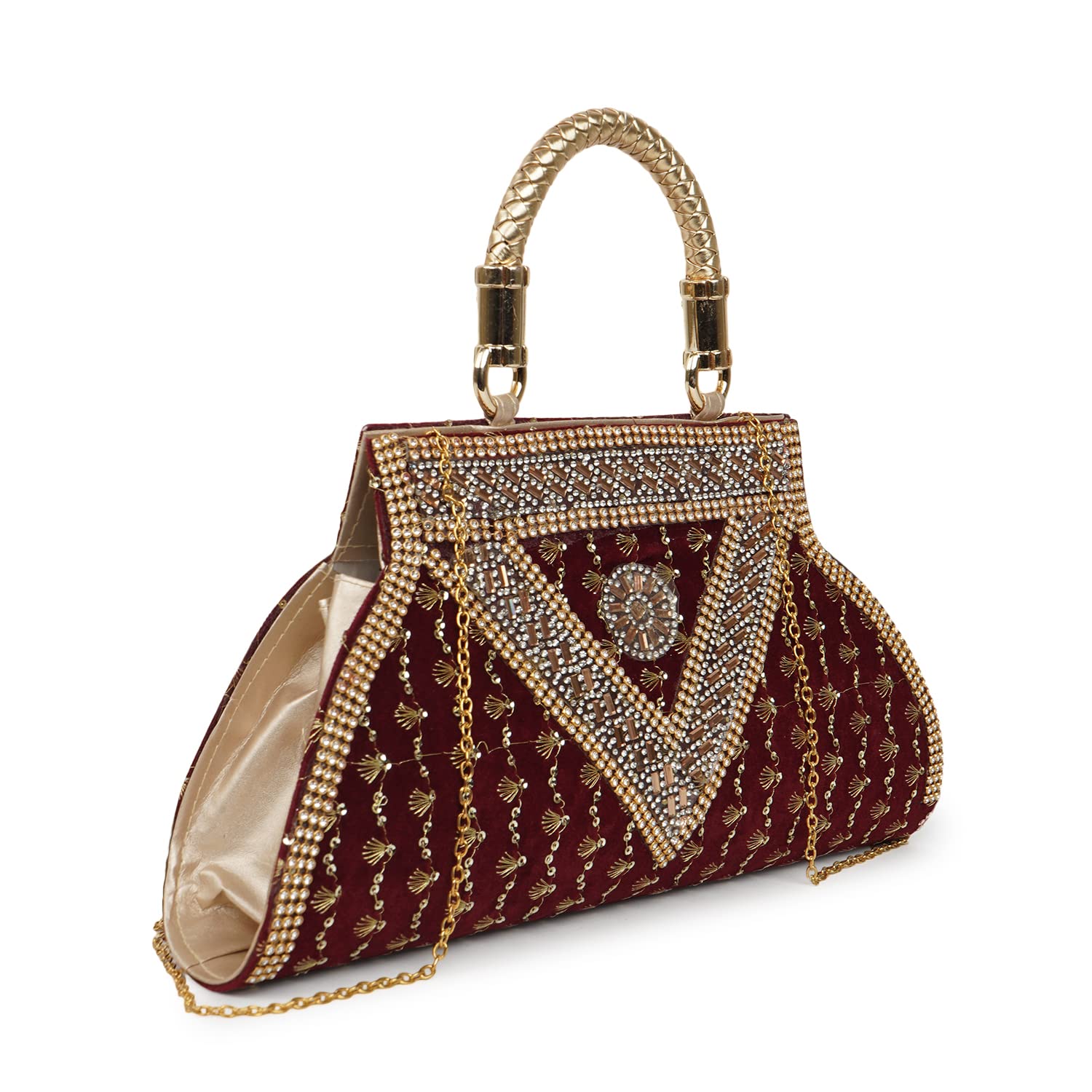 NORVE PU Stylish Fancy Designer Wedding Party Classy Trendy Gold Chain Strap Crossbody Clutch For Women (B0BRL7VHRT) Amazon Price History, Amazon Price Tracker