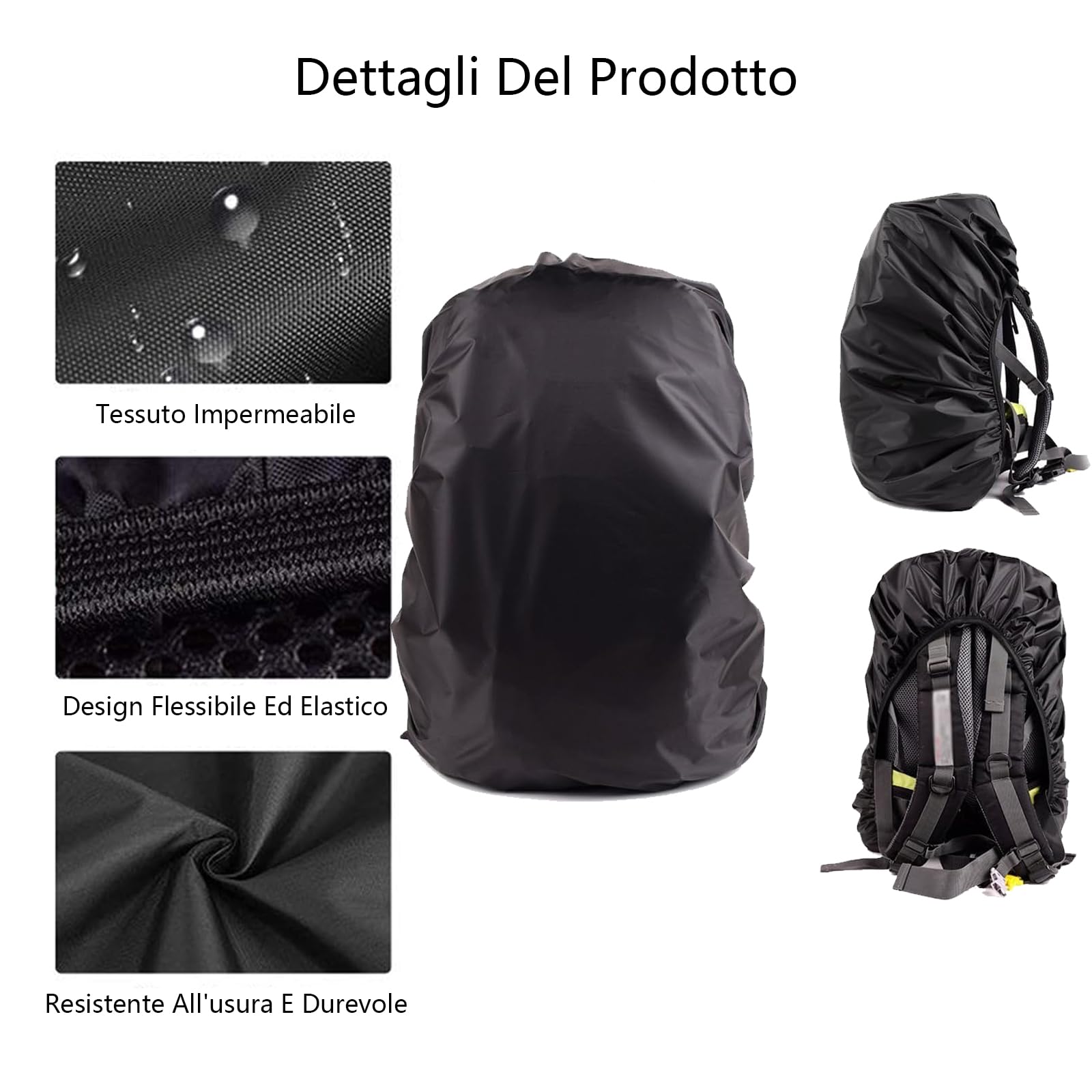 2 Pezzi Coprizaino Impermeabile per Pioggia Copertura Custodia di Zaino Copertina Antipioggia Antipolvere per Ciclismo Campeggio Trekking Parapioggia Zaino