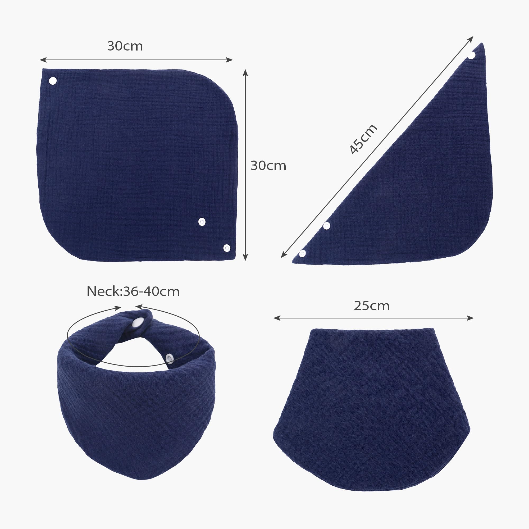 Miracle Baby Bavoirs Bandana Bébé Mousseline 4 Pièces 0-36 Mois