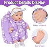 UZIDBTO Muñeca bebé de 12" con mochila porta muñeca de estampado floral, muñeca realista de 12 pulgadas con ropa y accesorios, pañuelo, chupete, biberón, pañal, juguete de juego simbólico, regalo para niñas de 3+ años 6