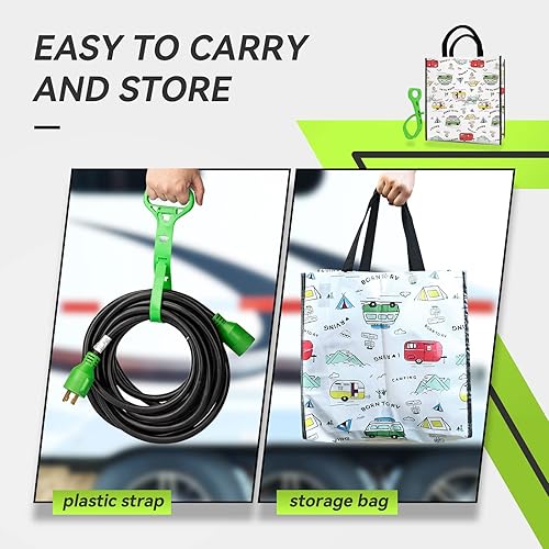 Vista 29 de RVMATE Cable de extensión para generador de 3 clavijas y 30 amperios, 20 pies, NEMA L5-30P/L5-30R 125V SJTW Jacket