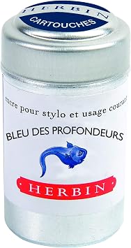 ج. خراطيش حبر قلم حبر Herbin Bleu Profondeur ، 6 عبوات